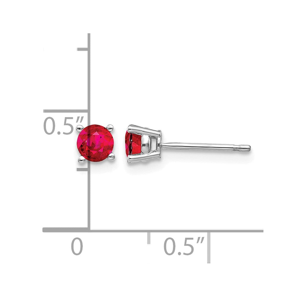 14k White Gold 4mm Round Ruby Post Earrings