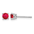 14k White Gold 4mm Round Ruby Post Earrings