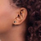 14k White Gold 4mm Round Smoky Quartz Post Earrings