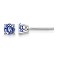 14k White Gold 4mm Round Tanzanite Post Earrings