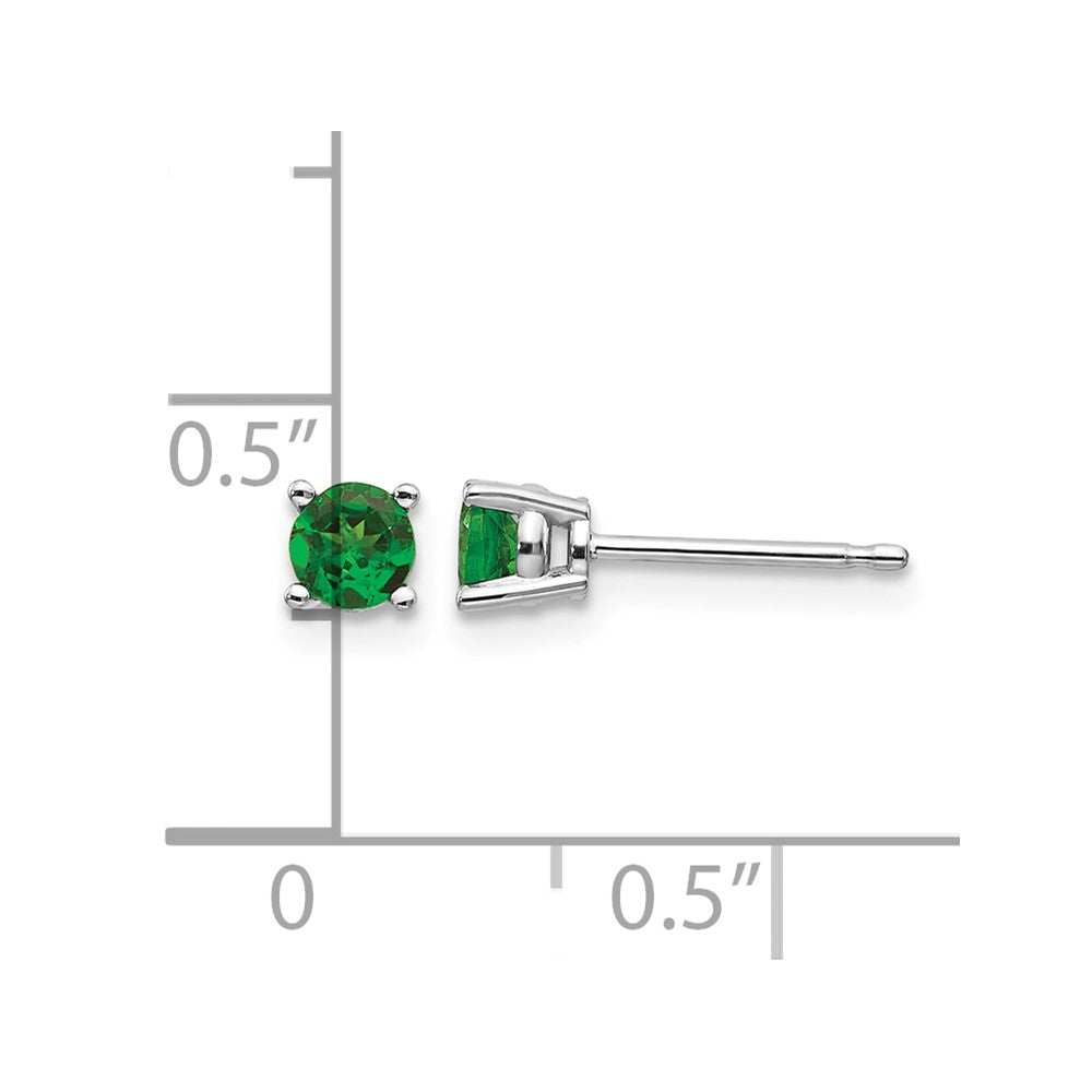 14k White Gold 4mm Round Tsavorite Post Earrings