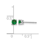 14k White Gold 4mm Round Tsavorite Post Earrings