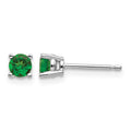 14k White Gold 4mm Round Tsavorite Post Earrings