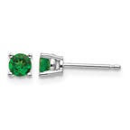 14k White Gold 4mm Round Tsavorite Post Earrings