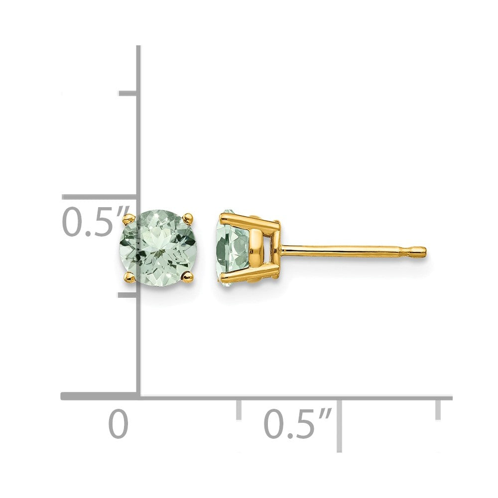 14k 5mm Round Green Quartz Post Earrings