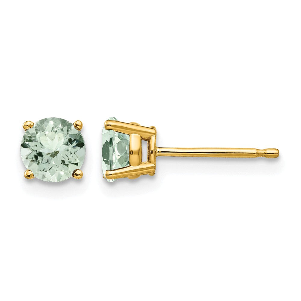 14k 5mm Round Green Quartz Post Earrings
