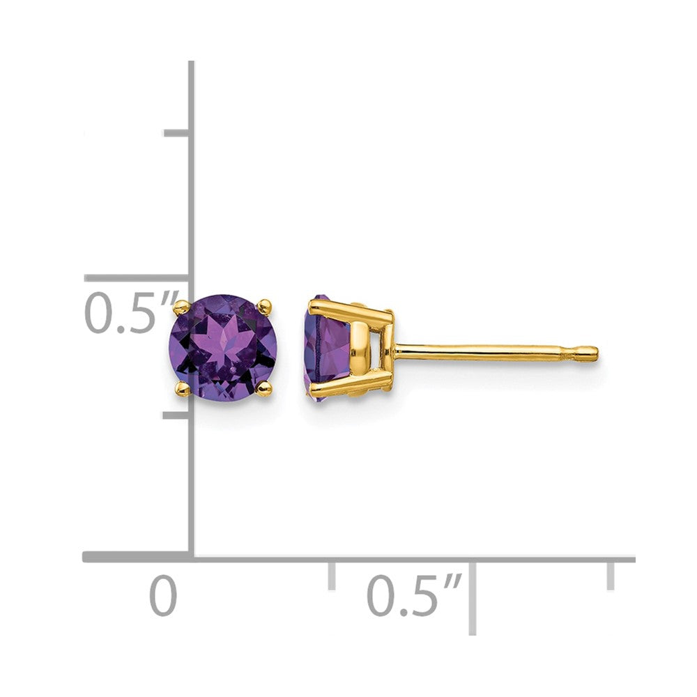 14k 5mm Round Amethyst Post Earrings