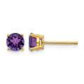 14k 5mm Round Amethyst Post Earrings