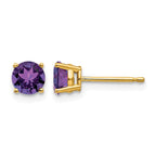 14k 5mm Round Amethyst Post Earrings