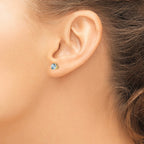 14k 5mm Round Aquamarine Post Earrings
