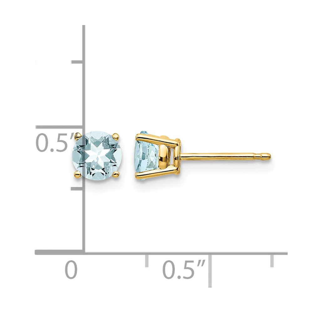 14k 5mm Round Aquamarine Post Earrings