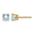 14k 5mm Round Aquamarine Post Earrings