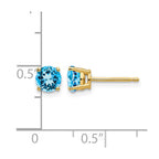 14k 5mm Round Blue Topaz Post Earrings