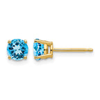 14k 5mm Round Blue Topaz Post Earrings