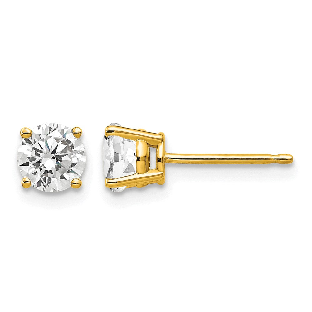 14k 5mm Round Cubic Zirconia Post Earrings