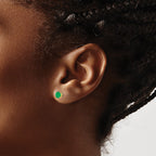 14k 5mm Round Emerald Post Earrings