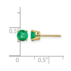 14k 5mm Round Emerald Post Earrings