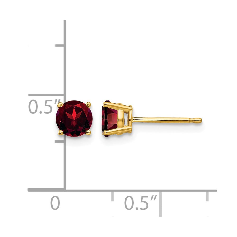 14k 5mm Round Garnet Post Earrings