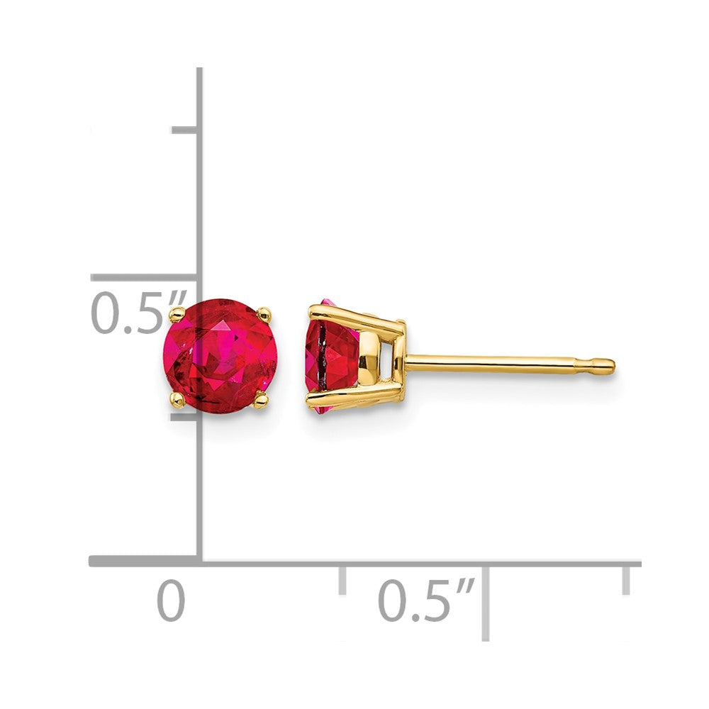 14k 5mm Round Ruby Post Earrings