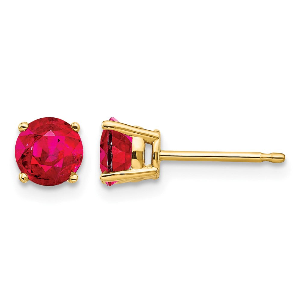 14k 5mm Round Ruby Post Earrings