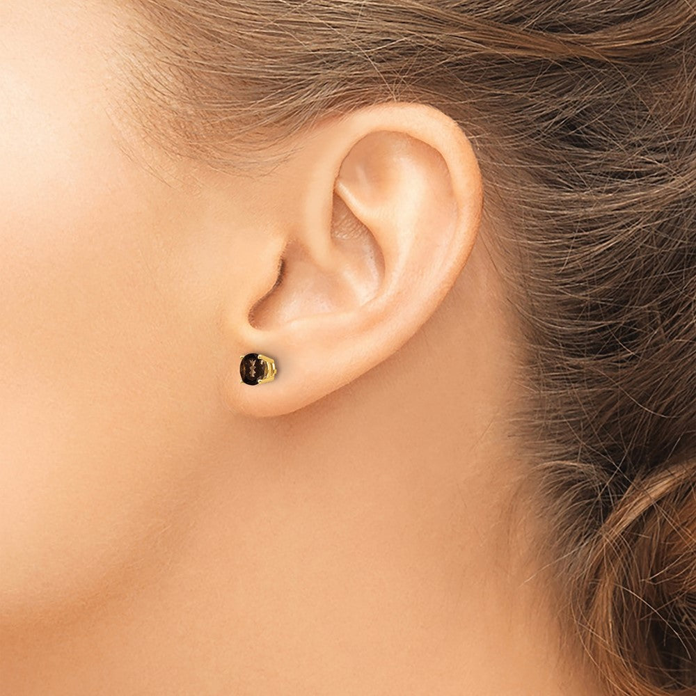 14k 5mm Round Smoky Quartz Post Earrings