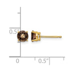 14k 5mm Round Smoky Quartz Post Earrings