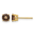 14k 5mm Round Smoky Quartz Post Earrings
