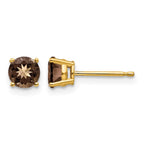 14k 5mm Round Smoky Quartz Post Earrings