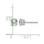 14k White Gold 5mm Round Green Quartz Post Earrings