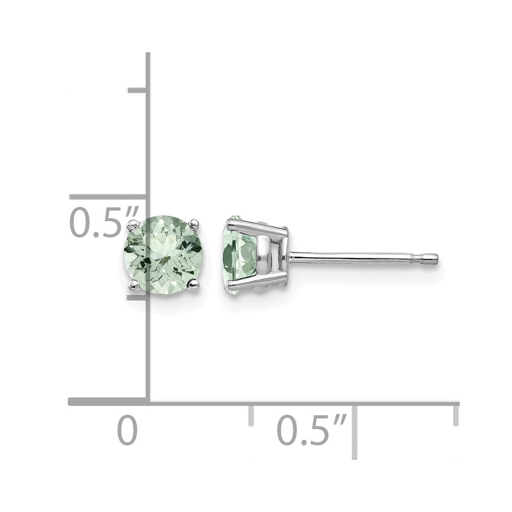 14k White Gold 5mm Round Green Quartz Post Earrings