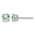14k White Gold 5mm Round Green Quartz Post Earrings