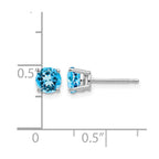 14k White Gold 5mm Round Blue Topaz Post Earrings