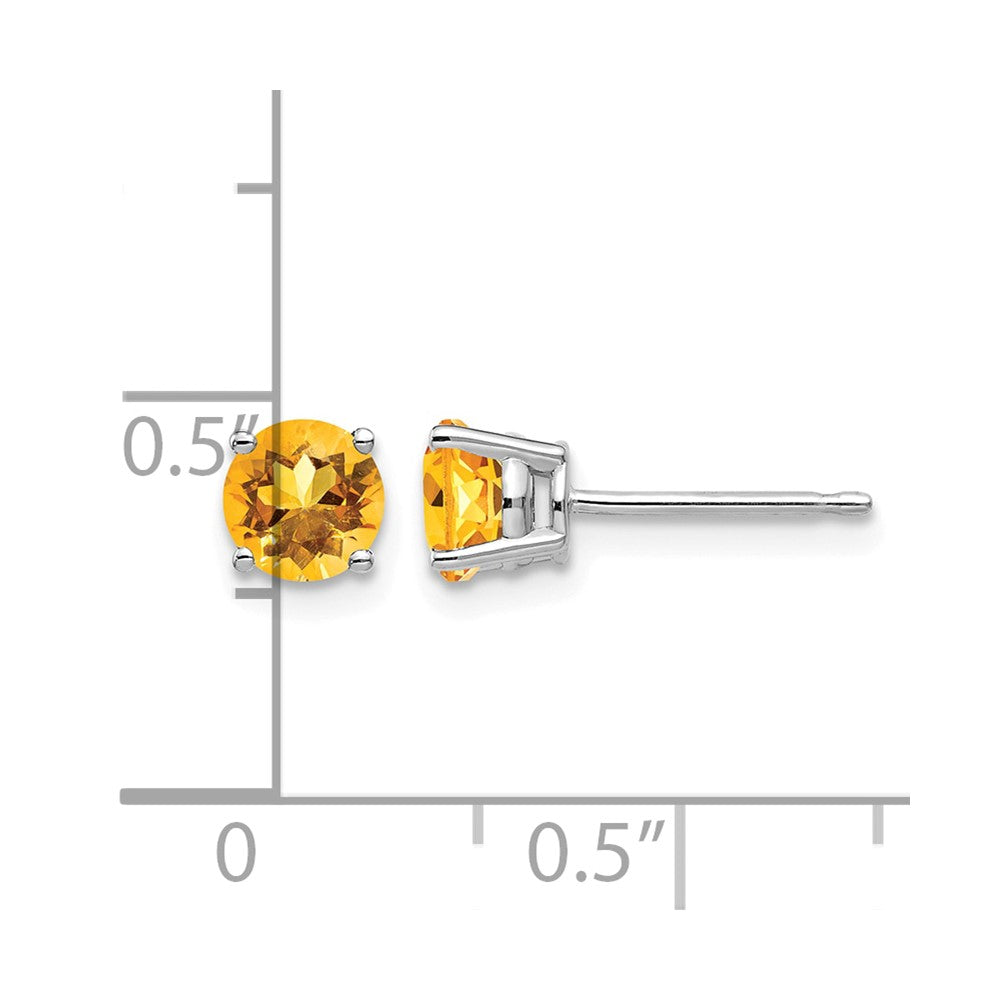 14k White Gold 5mm Round Citrine Post Earrings
