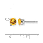 14k White Gold 5mm Round Citrine Post Earrings