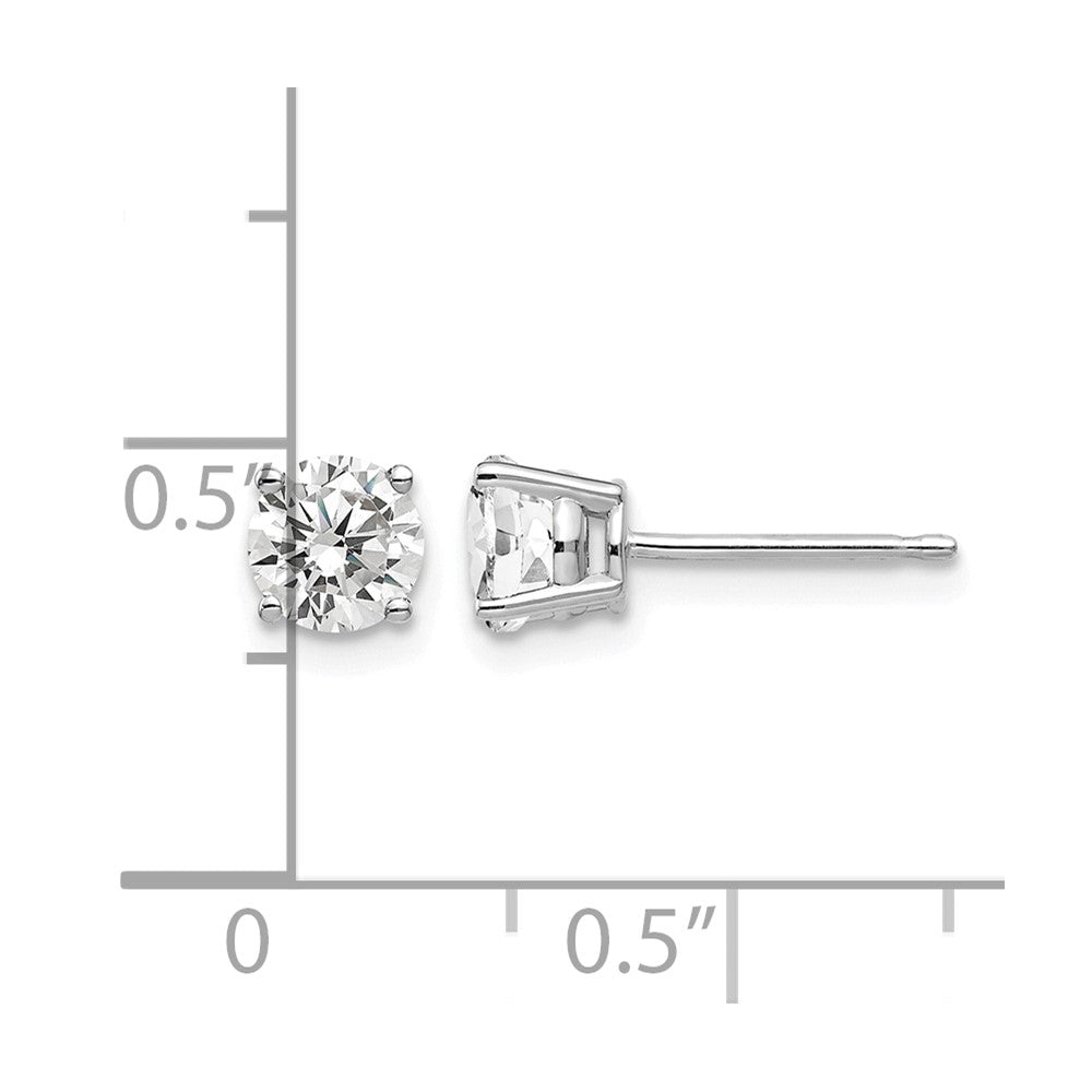 14k White Gold 5mm Round Cubic Zirconia Post Earrings