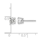 14k White Gold 5mm Round Cubic Zirconia Post Earrings
