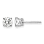 14k White Gold 5mm Round Cubic Zirconia Post Earrings