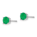 14k White Gold 5mm Round Emerald Post Earrings