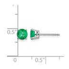 14k White Gold 5mm Round Emerald Post Earrings