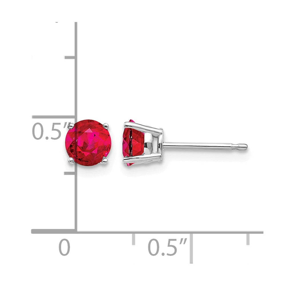 14k White Gold 5mm Round Ruby Post Earrings