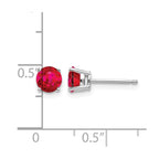 14k White Gold 5mm Round Ruby Post Earrings