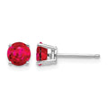 14k White Gold 5mm Round Ruby Post Earrings