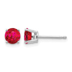 14k White Gold 5mm Round Ruby Post Earrings