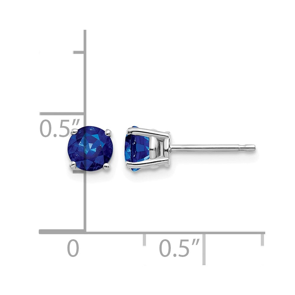 14k White Gold 5mm Round Sapphire Post Earrings