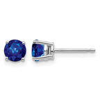 14k White Gold 5mm Round Sapphire Post Earrings