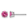14k White Gold 5mm Round Pink Spinel Post Earrings