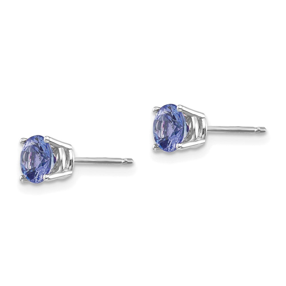 14k White Gold 5mm Round Tanzanite Post Earrings