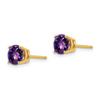 14k 6mm Round Checker-cut Amethyst Post Earrings