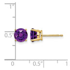 14k 6mm Round Checker-cut Amethyst Post Earrings