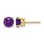 14k 6mm Round Checker-cut Amethyst Post Earrings